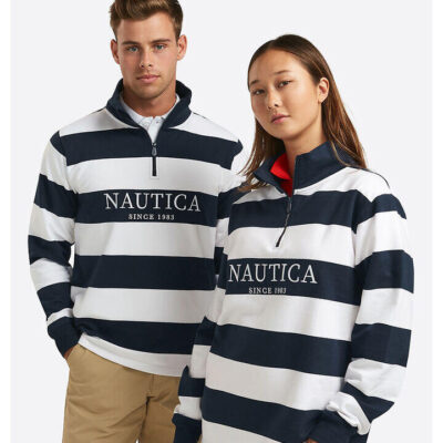 Nautica Spinnaker Collection Bar Stripe ¼ Zip Jumper