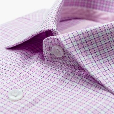 Milan Textured Pink Check Shirt 38 - Peter Jackson
