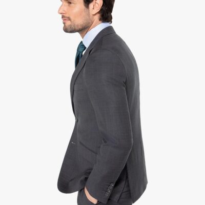 Paolo Charcoal Textured Subtle Overcheck Suit  - Peter Jackson