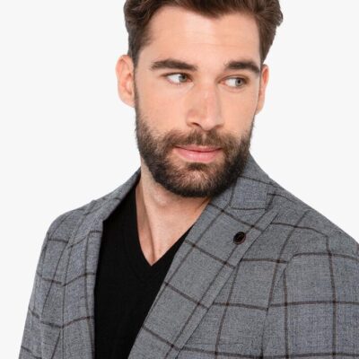 Rodrigo Grey Oxblood Check Suit  - Peter Jackson