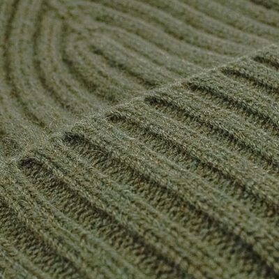 Olive Wool-Cashmere Ribbed Beanie  - Peter Jackson