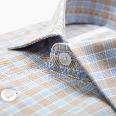 Milan Taupe & Blue Plaid Shirt 39 - Peter Jackson