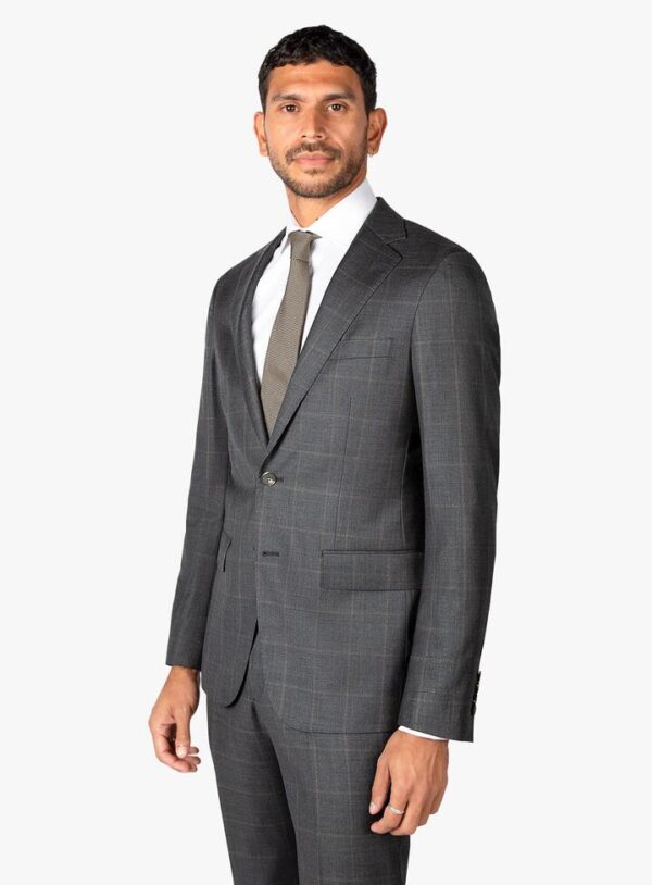 Vasquez Caramel Overcheck Charcoal Suit  - Peter Jackson