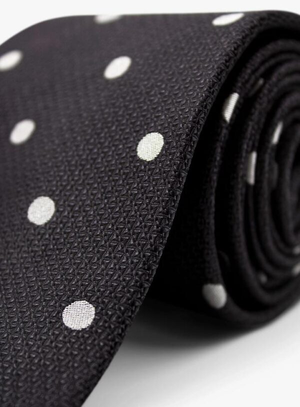 Black Silk Tie with Classic White Polka Dots  - Peter Jackson