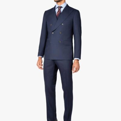Positano Twill Double Breasted Navy Suit Jacket - Peter Jackson