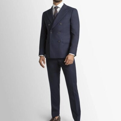 Positano Twill Double Breasted Navy Suit Jacket - Peter Jackson