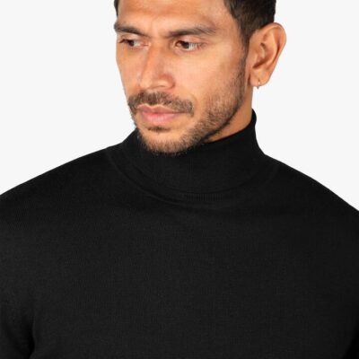 Merino Wool Black Turtleneck Knit M - Peter Jackson