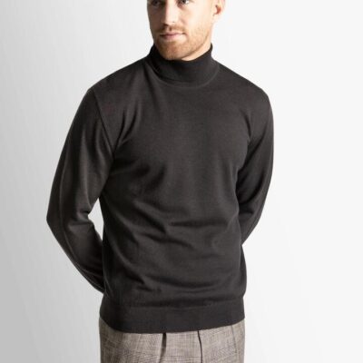 Merino Wool Brown Turtleneck Knit L - Peter Jackson