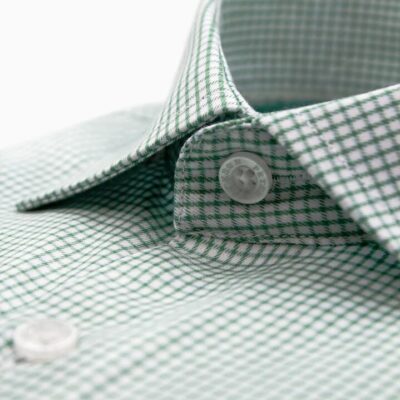 Milan Green Micro Check Shirt 40 - Peter Jackson