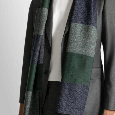 Navy/Green Silk Scarf  - Peter Jackson