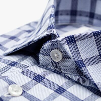 Milan Navy/Sky Check Shirt 41 - Peter Jackson